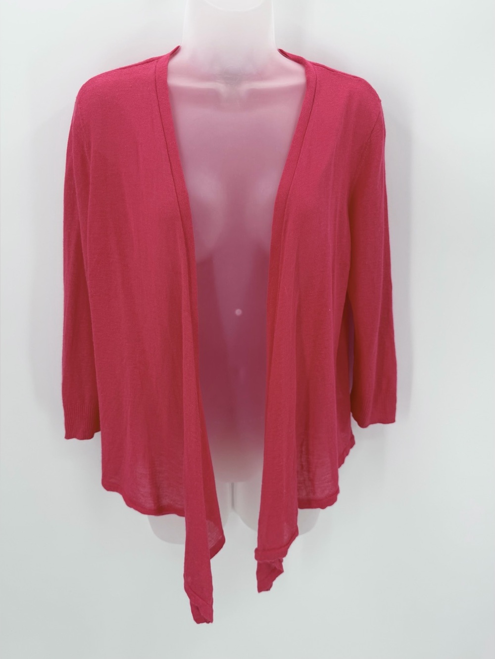 Chicos Cardigan Sweater Women’s M 8 (2) Pink 3/4 Sleeve Open Drape Lightweight